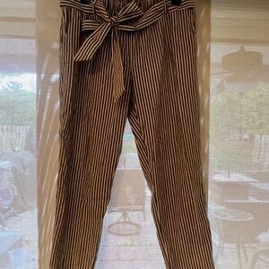 Final Touch Black and White Trousers with Tie-Waist